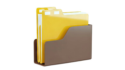 Yellow File Folders in a Brown Organizer
