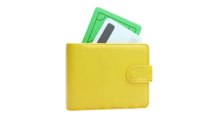 Yellow Wallet with Credit Cards and Cash