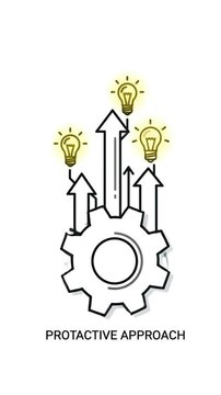 Gear With Arrows And Lightbulbs Signaling Innovation And Progress