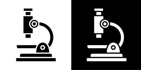 Microscope  Icon Set White Style Collection