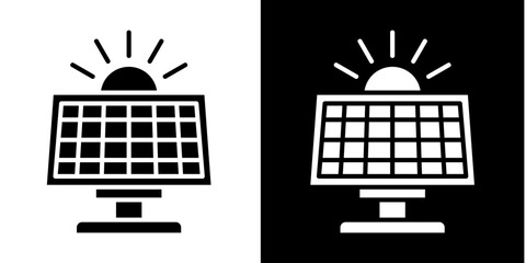 Solar Panel  Icon Set White Style Collection