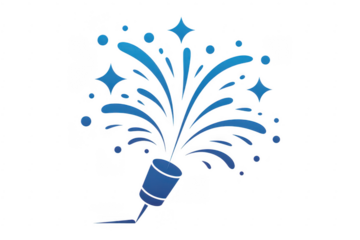 Blue firework explosion celebration party isolated on a transparent background