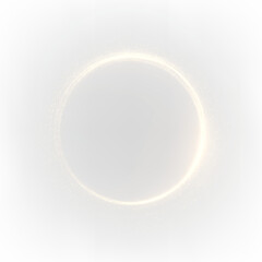 Luminous particle ring composed of deep gold and neon shades on a transparent background