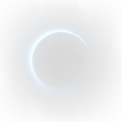 Luminous particle ring composed of deep blue and neon shades on a transparent background