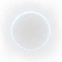 Luminous particle ring of deep blue tones on a transparent background creates a captivating visual effect in bright light