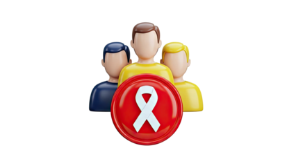 Three people with AIDS awareness ribbon