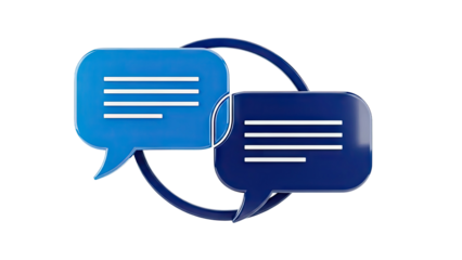 Two 3D Chat Bubbles Intersecting in a Circle