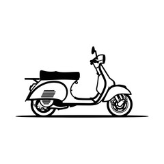 Vector icons Vintage scooter black and white line art illustration isolated on white background. EPS Editable