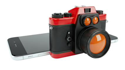 Retro Camera Lens Attached to a Smartphone