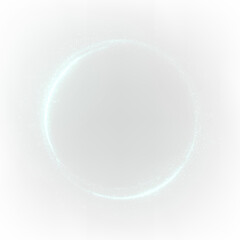 Luminous particle ring of deep green tones on a transparent background creates a captivating visual effect in bright light