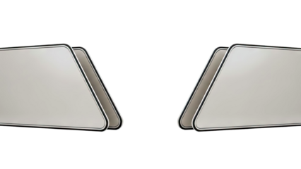 Two modern, beige digital tablets facing outwards on a white background