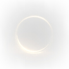 Luminous particle ring composed of deep gold and neon shades on a transparent background