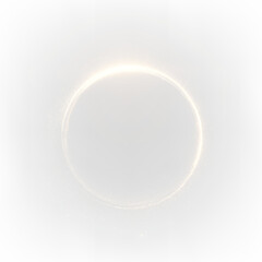 Luminous particle ring in metallic deep gold tones with transparent background showcasing bright emerald and neon effects