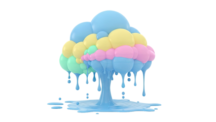 Abstract Melting Sculpture of Pastel Colored Spheres