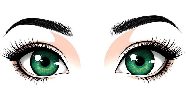 Green Eyes Looking Forward Wide Open Lush Lashes Elegant Eyebrows