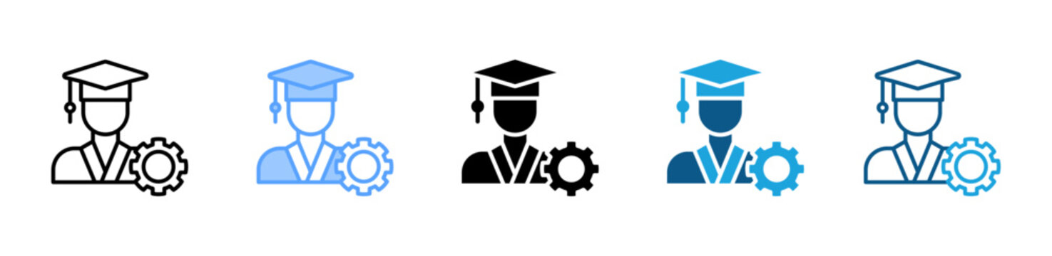 Apprenticeship icon set multiple style collection