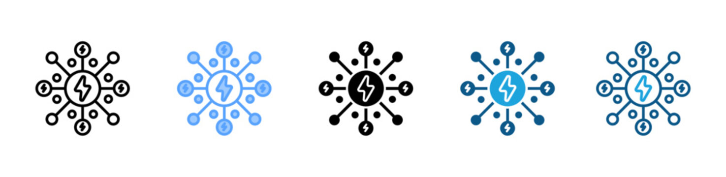 Smart Grid icon set multiple style collection