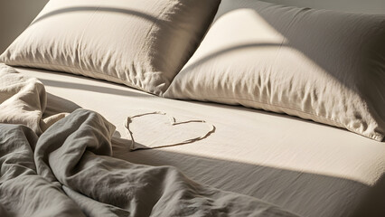 Abstract Valentine’s Day concept expressing intimacy through everyday traces and soft neutral light.