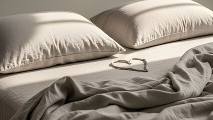 Abstract Valentine’s Day concept expressing intimacy through everyday traces and soft neutral light.