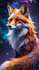 Cosmic Fire Fox Illustration
