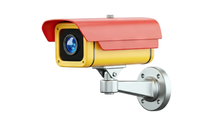 Yellow and Red Security Camera