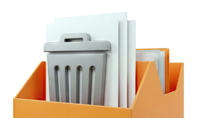 Trash Can Icon with Documents in Organizer