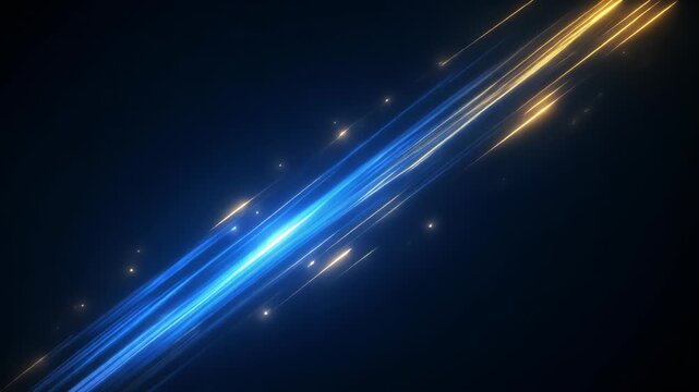 Glowing stars and cosmic rays create a motion effect in this abstract blue background, blending light and energy into a bright galaxy design