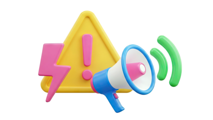 Warning Megaphone and Sound Waves Icon