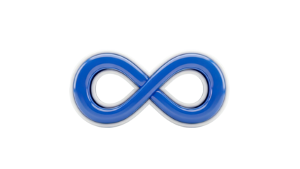 Blue and white 3D infinity symbol