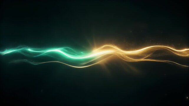 Abstract Golden and Teal Light Energy Waves