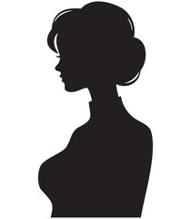 Printable EPS Abstract Black Woman Head and Chest Silhouette for Editable 2D Vector Clip Art Design
