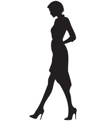 Printable EPS Abstract Walking Woman Silhouette Clip Art for Editable 2D Vector Print Projects