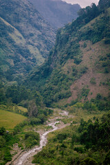 Naklejka premium Mountainous landscape at the Los Sauces viewpoint in Ibagué, Colombia