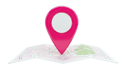 Pink Map Pin on Abstract Map