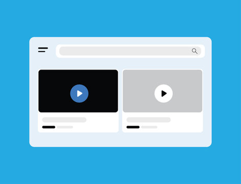 Video Streaming Platform Interface with Media Player and Search Bar Vector