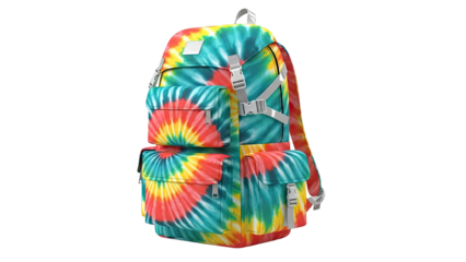 Tie-Dye Backpack with Multiple Pockets