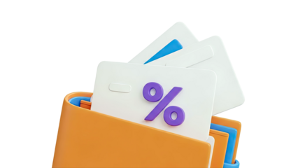 Wallet with Percentage Symbol Cards