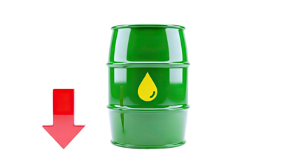 Oil Barrel and Downward Arrow Symbolizing Price Drop