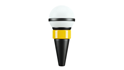 Stylized Microphone with White Sphere and Yellow Band