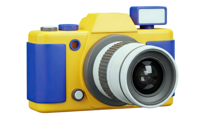 Yellow and Blue 3D Rendered Toy Camera