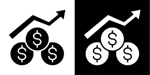 Profit Icon Set White Glyph Style Collection