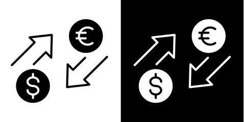 Currency Icon Set White Glyph Style Collection