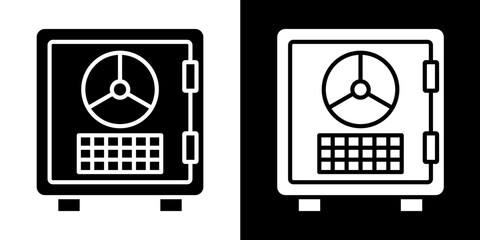 Safe Deposit Icon Set White Glyph Style Collection