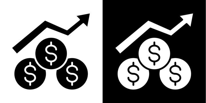 Profit Icon Set White Glyph Style Collection