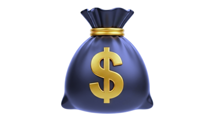 Black money bag with golden dollar sign