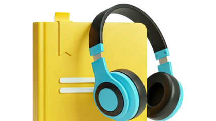 Yellow Book and Blue Headphones