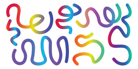 Vibrant abstract wavy lines with rainbow color gradients on a clean white background