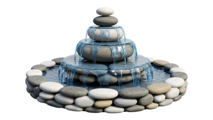 Zen Garden Water Fountain with Stacked Stones and Flowing Water