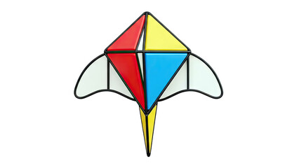 Geometric Kite with Primary Colors and White Wings