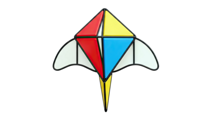 Geometric Kite with Primary Colors and White Wings